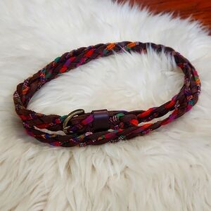 Leather & Cotton Braided Thin Womens Belt
